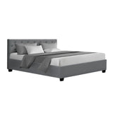 Artiss Ware Bed Frame Fabric Gas Lift Storage - Grey Queen