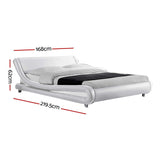 Artiss Flio Bed Frame PU Leather - White Queen