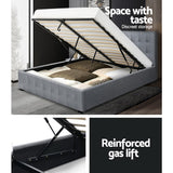 Artiss Roca Bed Frame Fabric Gas Lift Storage - Grey Double