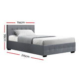 Artiss Roca Bed Frame Fabric Gas Lift Storage - Grey King Single