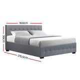 Artiss Roca Bed Frame Fabric Gas Lift Storage - Grey Queen