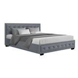 Artiss Tiyo Bed Frame Fabric Gas Lift Storage - Grey King