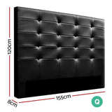 Queen Size Bed Headboard Bed Frame Head Bedhead Leather Frame Base BENO Black