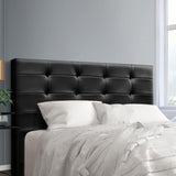 Queen Size Bed Headboard Bed Frame Head Bedhead Leather Frame Base BENO Black