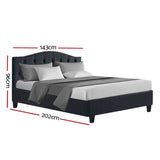 Lars Bed Frame Fabric - Charcoal Double