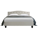 Lars Bed Frame Fabric - Beige Queen