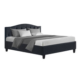 Lars Bed Frame Fabric - Charcoal Queen