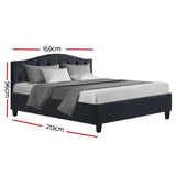 Lars Bed Frame Fabric - Charcoal Queen