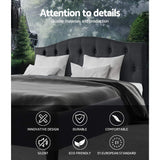 Lars Bed Frame Fabric - Charcoal Queen