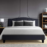 Lars Bed Frame Fabric - Charcoal Queen