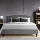 Lars Bed Frame Fabric - Grey Queen