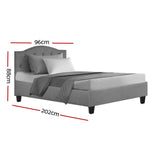 Lars Bed Frame Fabric - Grey Single