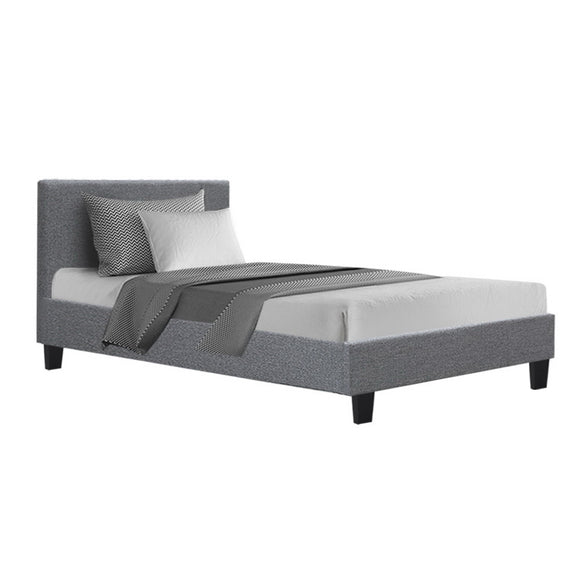 Artiss Neo Fabric Bed Frame - Grey King Single