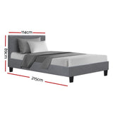 Artiss Neo Fabric Bed Frame - Grey King Single