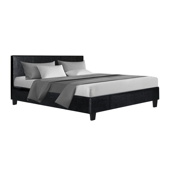 Artiss Neo PU Leather Bed Frame - Black Queen