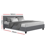 Artiss Neo Fabric Bed Frame - Grey Queen