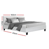 Artiss Neo PU Leather Bed Frame - White Queen