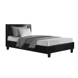 Artiss Neo PU Leather Bed Frame - Black Single