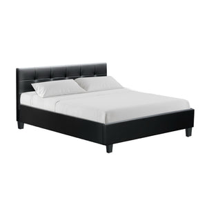 Soho Bed Frame PU Leather - Black Queen