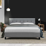 Soho Bed Frame Fabric - Grey Queen