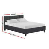 Tino Bed Frame Fabric - Charcoal Double