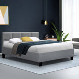 Tino Bed Frame Fabric - Grey Double