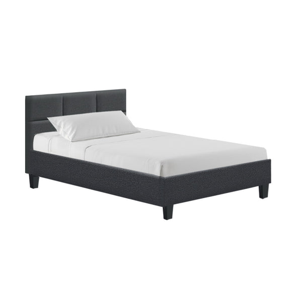 Tino Bed Frame Fabric - Charcoal King Single