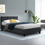 Tino Bed Frame Fabric - Charcoal King Single