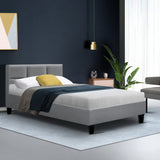 Tino Bed Frame Fabric - Grey King Single