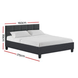 Tino Bed Frame Fabric - Charcoal Queen