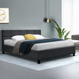 Tino Bed Frame Fabric - Charcoal Queen