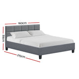 Tino Bed Frame Fabric - Grey Queen