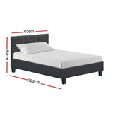 Tino Bed Frame Fabric - Charcoal Single