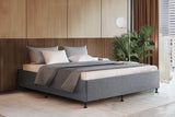 Bed Frame Base Double Size Mattress Platform Foundation Wooden Fabric Grey TOMI