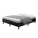 Bed Frame Base Queen Size Mattress Platform Foundation Wooden PVC Leather Black TOMI