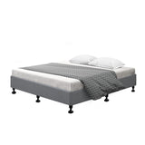 Bed Frame Base Queen Size Mattress Platform Foundation Wooden Fabric Grey TOMI