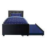 Trundle Wooden Bed Frame with Storage Drawer - Black King Single