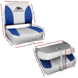 Seamanship Set of 2 Folding Swivel Boat Seats - Grey & Blue