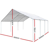 Carports 6m x6m Carport Kits Gazebo Canopy Tent Cover Metal Garden Shed White