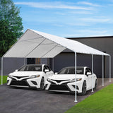 Carports 6m x6m Carport Kits Gazebo Canopy Tent Cover Metal Garden Shed White