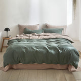 Cosy Club Quilt Cover Set Cotton Duvet Double Green Beige