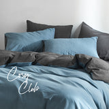 Cosy Club Quilt Cover Set Cotton Duvet Single Blue Dark Blue