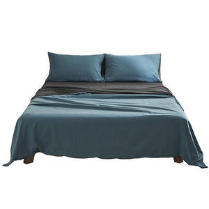 Cosy Club Sheet Set Cotton Sheets Double Blue Dark Blue