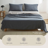 Cosy Club Sheet Set Cotton Sheets King Blue Dark Grey