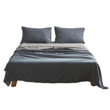 Cosy Club Sheet Set Cotton Sheets Queen Blue Dark Grey