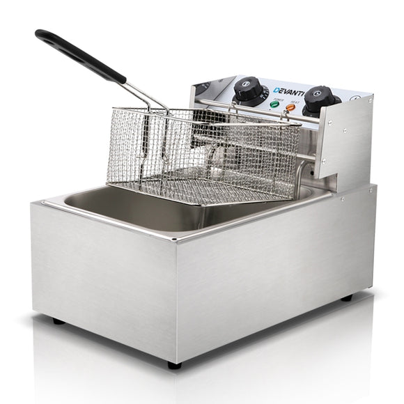 Devanti Commercial Electric Single Deep Fryer - Silver