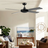 Devanti 52 inch 1300mm Ceiling Fan Wall Control 4 Wooden Blades Cooling Fans Black