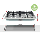 Comfee 60cm Gas Cooktop Stainless Steel 4 Burners Kitchen Stove Cook Top NG LPG