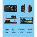 UL Tech 4 Inch Dual Camera Dash Camera - Black