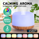 DEVANTI Aroma Diffuser Aromatherapy LED Night Light Air Humidifier Purifier Light Wood Grain 500ml